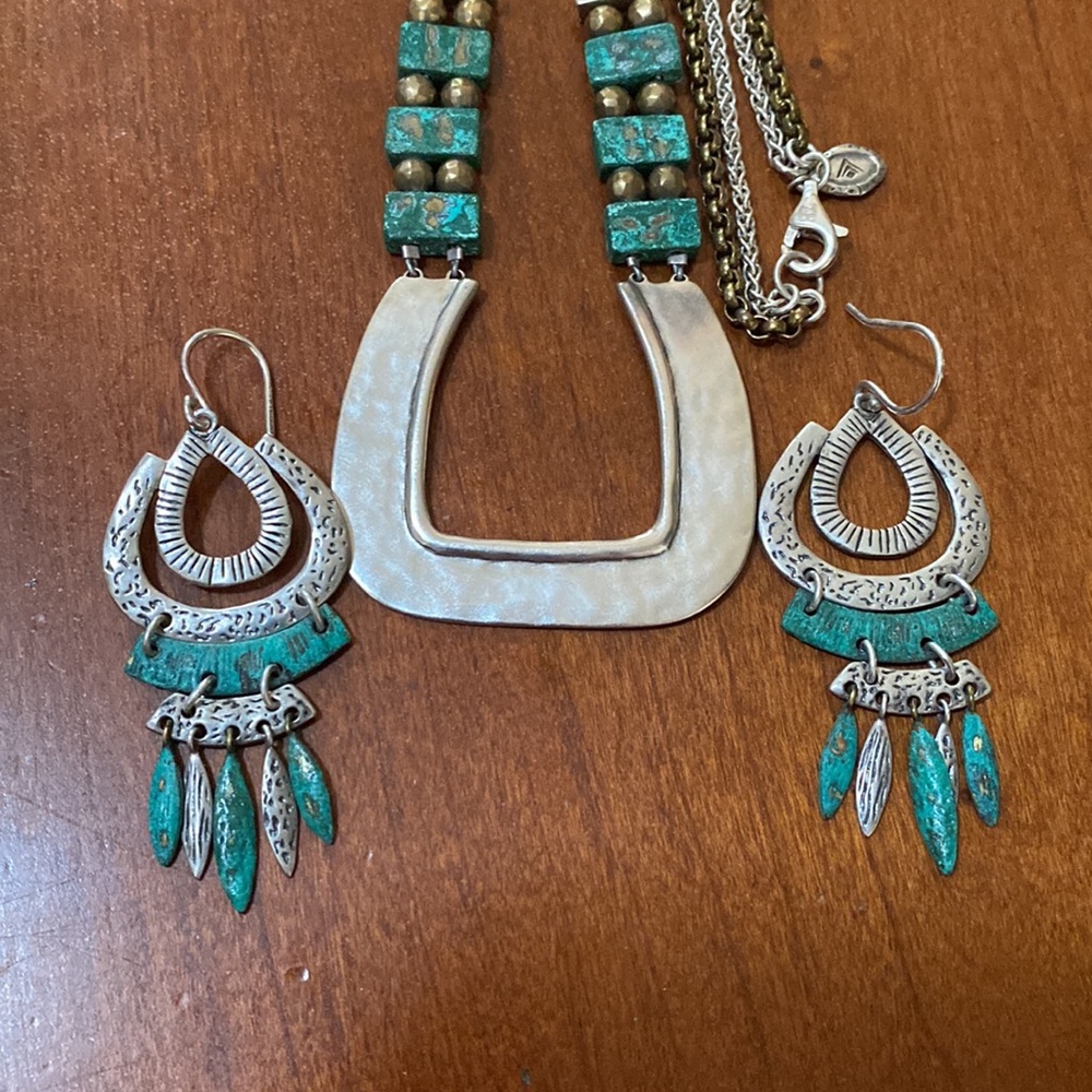 SILPADA- Sterling Silver & Brass- a STATEMENT PIECE with matching earrings
